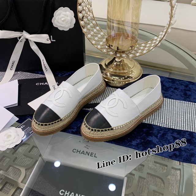CHANEL頂級代購版漁夫鞋 香奈兒羊皮漁夫鞋草編鞋 dx3564